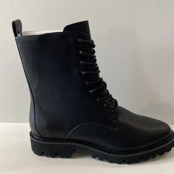 Eloquii "NEW" Black Vegan Leather Wide Shaft Combat/Moto Boots Size 8W - Picture 1 of 7